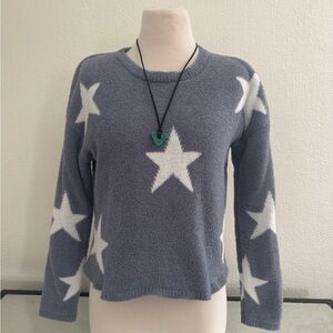 Sincerely Jules Blue Star Sweater – Coraline-Inspired Cozy Vibes (Size Small)